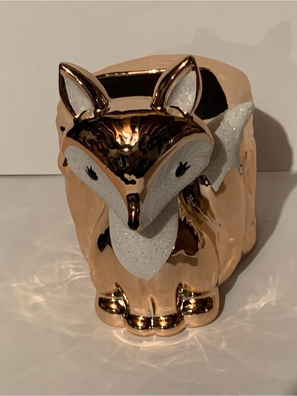 BATH & BODY WORKS ROSE GOLD FOX TREE STUMP SOAP HOLDER FALL DECOR NWT